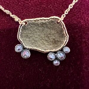 Todd Pownell necklace with hammered 18K gold and 6 inverted diamonds